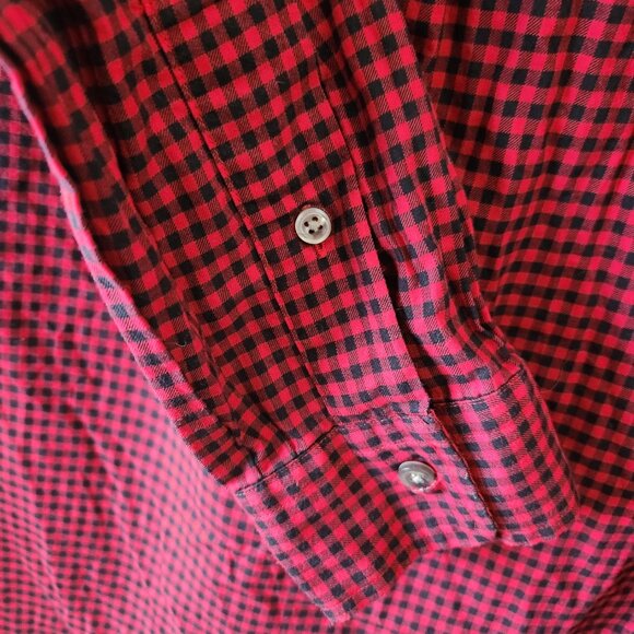 Ralph Lauren Red Navy Gingham Button-Up Shirt Men’s Medium - Picture 6 of 7